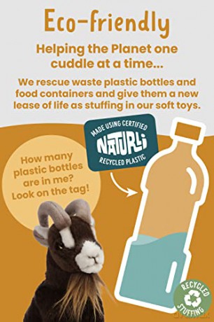 Living Nature Brown Goat, Realistic Soft Cuddly Goat Toy, Naturli Eco-Friendly Plush, 21cm