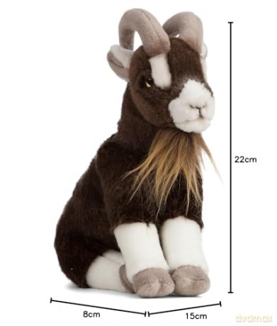 Living Nature Brown Goat, Realistic Soft Cuddly Goat Toy, Naturli Eco-Friendly Plush, 21cm