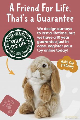 Living Nature Brown Sitting Lop Eared Rabbit, Realistic Soft Cuddly Bunny Toy, Naturli Eco-Friendly Plush, 18cm