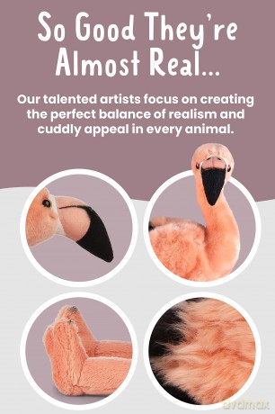 Living Nature Flamingo, Realistic Soft Cuddly Bird Toy, 30cm