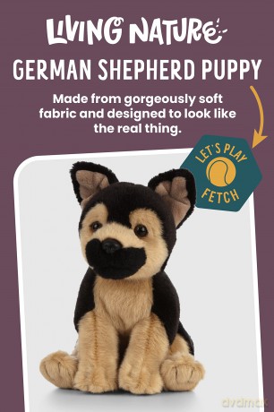 Living Nature German Shepherd Puppy, Realistic Soft Cuddly Dog Toy, 16cm