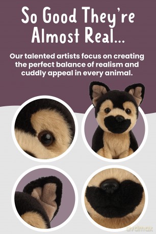Living Nature German Shepherd Puppy, Realistic Soft Cuddly Dog Toy, 16cm