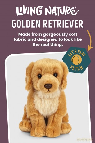 Living Nature Golden Retriever Stuffed Animal Plush Toy | Fluffy and Cuddly Dog Animal | Soft Toy Gift for Kids | Boys and Girls Stuffed Doll | Naturli Eco-Friendly Plushies | 20 cm