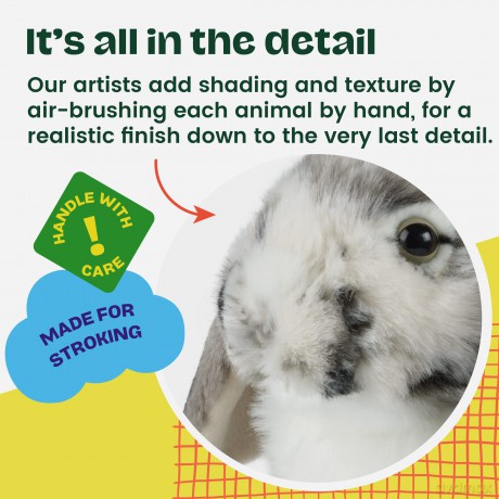 Living Nature Grey Dutch Lop Eared Rabbit Stuffed Animal Plush Toy | Fluffy Soft Toy Gift for Kids | Boys and Girls Doll | Naturli Eco-Friendly | 26 cm