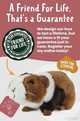 Living Nature Guinea Pig, Realistic Soft Cuddly Small Pig Toy, Naturli Eco-Friendly Plush, White, 18cm