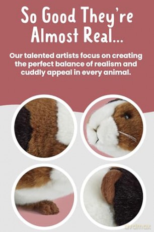 Living Nature Guinea Pig, Realistic Soft Cuddly Small Pig Toy, Naturli Eco-Friendly Plush, White, 18cm