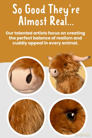Living Nature Highland Cow Brown Doorstop | Heavy Animal Door Stop | Soft Toy Gift for Kids | Naturli Eco-Friendly Plush| Animal Cuddly Toy Doorstop