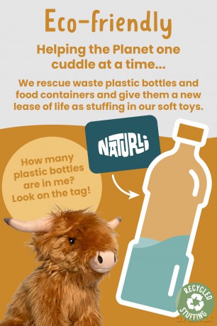 Living Nature Highland Cow Brown Doorstop | Heavy Animal Door Stop | Soft Toy Gift for Kids | Naturli Eco-Friendly Plush| Animal Cuddly Toy Doorstop