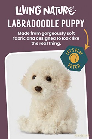 Living Nature Labradoodle Puppy, Realistic Soft Cuddly Dog Toy, Naturli Eco-Friendly Plush, 16cm, Cream
