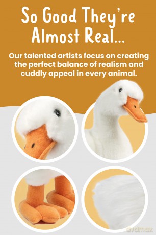 Living Nature Large Duck, Realistic Soft Cuddly Duck Toy, Naturli Eco-Friendly Plush, 35cm