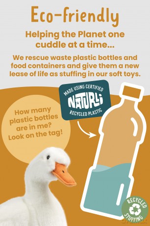 Living Nature Large Duck, Realistic Soft Cuddly Duck Toy, Naturli Eco-Friendly Plush, 35cm