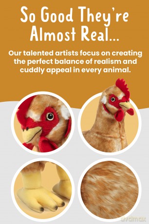 Living Nature Large Hen, Realistic Soft Cuddly Farm Toy, 32cm, Red