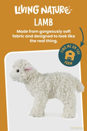 Living Nature Large Lamb, Realistic Soft Cuddly Farm Toy, Naturli Eco-Friendly Plush, 24cm,White