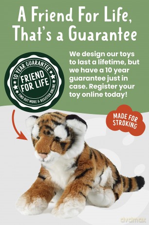 Living Nature Large Tiger Cub, Realistic Soft Cuddly Tiger Toy, Naturli Eco-Friendly Plush, 31cm, Orange