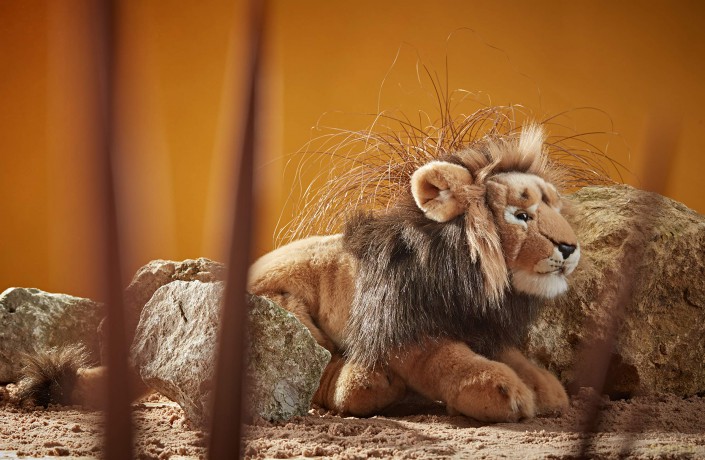 Living Nature Lion, Realistic Soft Cuddly Safari Toy, Naturli Eco-Friendly Plush, 42cm,Brown