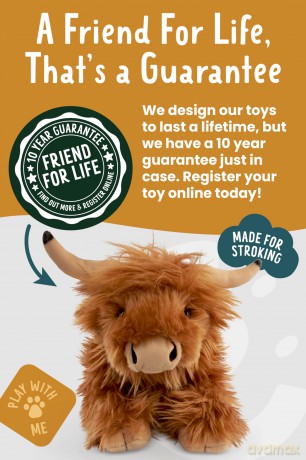Living Nature Lying Highland Cow Brown Soft Toy | Farm Toy | Soft Toy Gift for Kids | 18 cm