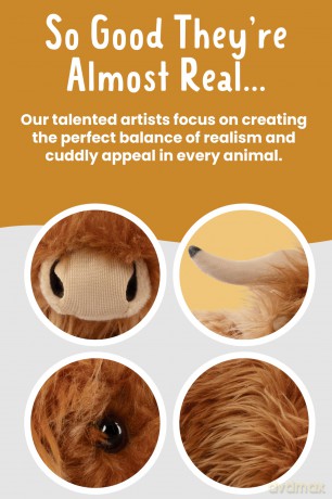 Living Nature Lying Highland Cow Brown Soft Toy | Farm Toy | Soft Toy Gift for Kids | 18 cm