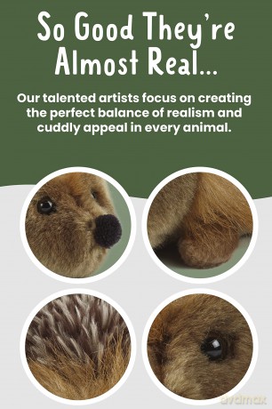 Living Nature Medium Hedgehog, Realistic Soft Cuddly Hedgehog Toy, Naturli Eco-Friendly Plush, brown, 9.5cm