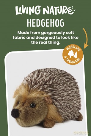 Living Nature Medium Hedgehog, Realistic Soft Cuddly Hedgehog Toy, Naturli Eco-Friendly Plush, brown, 9.5cm