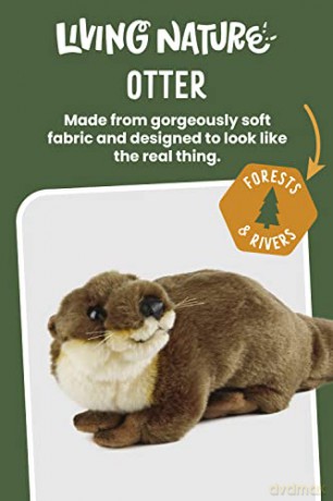 Living Nature Otter, Realistic Medium Soft Cuddly Otter Toy, Naturli Eco-Friendly Plush, 21cm, Brown