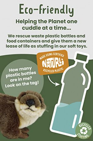 Living Nature Otter, Realistic Medium Soft Cuddly Otter Toy, Naturli Eco-Friendly Plush, 21cm, Brown