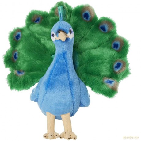 Living Nature Peacock, Realistic Soft Cuddly Farm Toy, Naturli Eco-Friendly Plush, 18cm