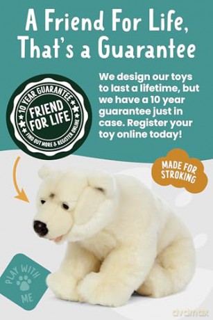 Living Nature Polar Bear Cub, Realistic Soft Cuddly Bear Toy, Naturli Eco-Friendly Plush, 45cm