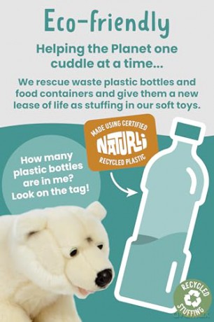 Living Nature Polar Bear Cub, Realistic Soft Cuddly Bear Toy, Naturli Eco-Friendly Plush, 45cm