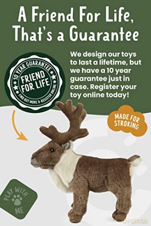 Living Nature Reindeer, Realistic Soft Cuddly Standing Reindeer Toy, 26cm, Brown