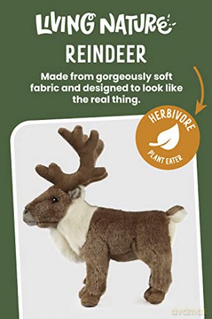 Living Nature Reindeer, Realistic Soft Cuddly Standing Reindeer Toy, 26cm, Brown