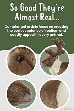 Living Nature Reindeer, Realistic Soft Cuddly Standing Reindeer Toy, 26cm, Brown