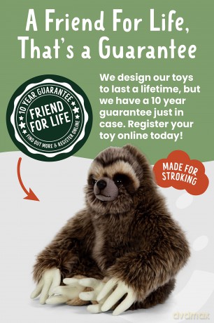 Living Nature Sloth, Realistic Soft Cuddly Sloth Toy, Naturli Eco-Friendly Plush, 22cm