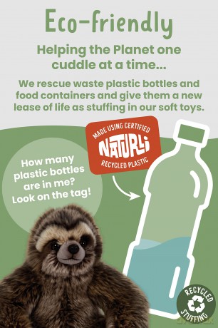 Living Nature Sloth, Realistic Soft Cuddly Sloth Toy, Naturli Eco-Friendly Plush, 22cm