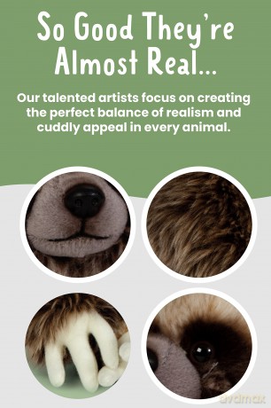 Living Nature Sloth, Realistic Soft Cuddly Sloth Toy, Naturli Eco-Friendly Plush, 22cm