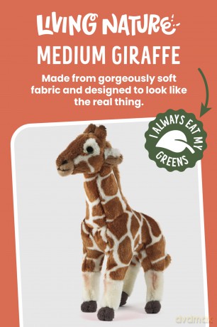 Living Nature Soft Toy - Medium Giraffe (32cm), Off-white