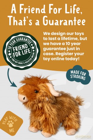 Living Nature Standing Highland Cow Brown Plush Toy | Farm Toy with Sound | Soft Toy Gift for Kids | Naturli Eco-Friendly Plush | 22 cm