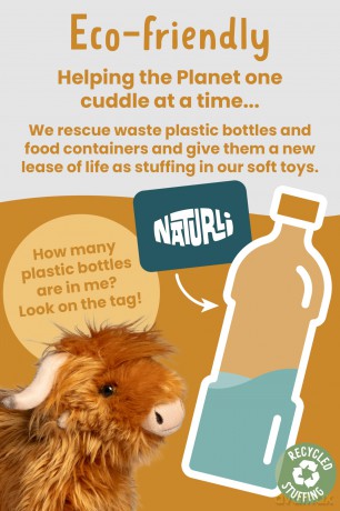 Living Nature Standing Highland Cow Brown Plush Toy | Farm Toy with Sound | Soft Toy Gift for Kids | Naturli Eco-Friendly Plush | 22 cm