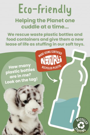 Living Nature White Tiger Cub Stuffed Animal Plush Toy | Fluffy and Cuddly Safary Animal | Soft Toy Gift for Kids | Boys and Girls Stuffed Doll | Naturli Eco-Friendly Plushies | 18 cm