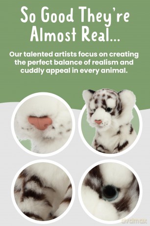 Living Nature White Tiger Cub Stuffed Animal Plush Toy | Fluffy and Cuddly Safary Animal | Soft Toy Gift for Kids | Boys and Girls Stuffed Doll | Naturli Eco-Friendly Plushies | 18 cm