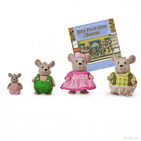 Li'l Woodzeez - Handydandy Mouse Family - 5pc Toy Set with Miniature Animal Figurines and Storybook - Animal Toys and Accessories for Kids Age 3+