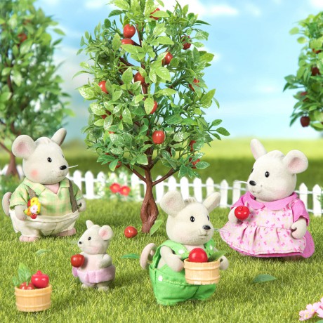 Li'l Woodzeez - Handydandy Mouse Family - 5pc Toy Set with Miniature Animal Figurines and Storybook - Animal Toys and Accessories for Kids Age 3+
