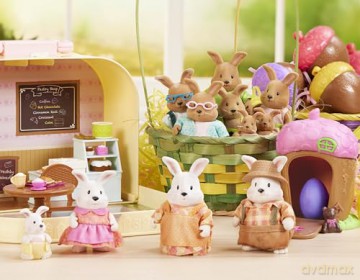 Li'l Woodzeez - Hoppingood Rabbit Family - 5pc Toy Set with Miniature Animal Figurines and Storybook - Animal Toys and Accessories for Kids Age 3+