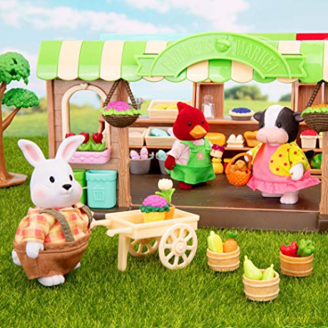 Li'l Woodzeez - Hoppingood Rabbit Family - 5pc Toy Set with Miniature Animal Figurines and Storybook - Animal Toys and Accessories for Kids Age 3+