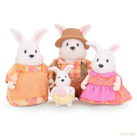 Li'l Woodzeez - Hoppingood Rabbit Family - 5pc Toy Set with Miniature Animal Figurines and Storybook - Animal Toys and Accessories for Kids Age 3+