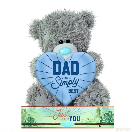 ME TO YOU Tatty Teddy Fathers Day Bear Holding Dad Youre Simply the Best Heart - Official Collection FP701018, Grey, Blue, Navy Blue