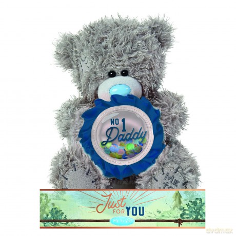 ME TO YOU Tatty Teddy Fathers Day Bear Holding No.1 Daddy Rosette - Official Collection FP701019, Grey, Blue, Navy Blue
