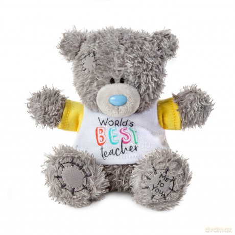 ME TO YOU Thank You Teacher T-Shirt Tatty Teddy Plush Bear 10cm High - Official Collection, Blue,grey