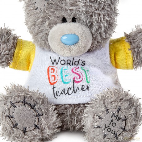 ME TO YOU Thank You Teacher T-Shirt Tatty Teddy Plush Bear 10cm High - Official Collection, Blue,grey