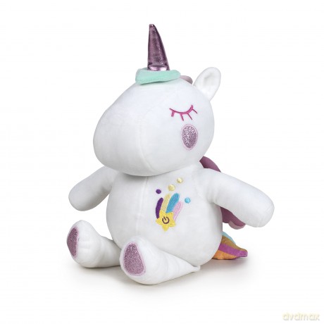 Magic Dreamlight Light-Up White Unicorn, Multicoloured and Glow in the Dark, Calming and Cuddly Sleep Aid for Kids, Soothing Music, Suitable for Ages 10M+