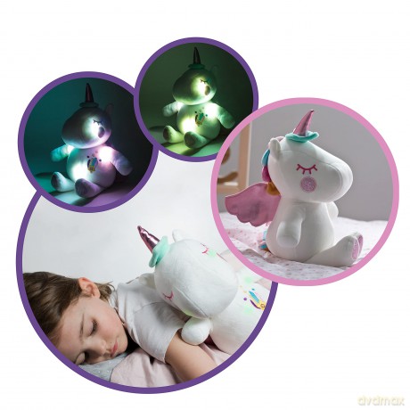 Magic Dreamlight Light-Up White Unicorn, Multicoloured and Glow in the Dark, Calming and Cuddly Sleep Aid for Kids, Soothing Music, Suitable for Ages 10M+